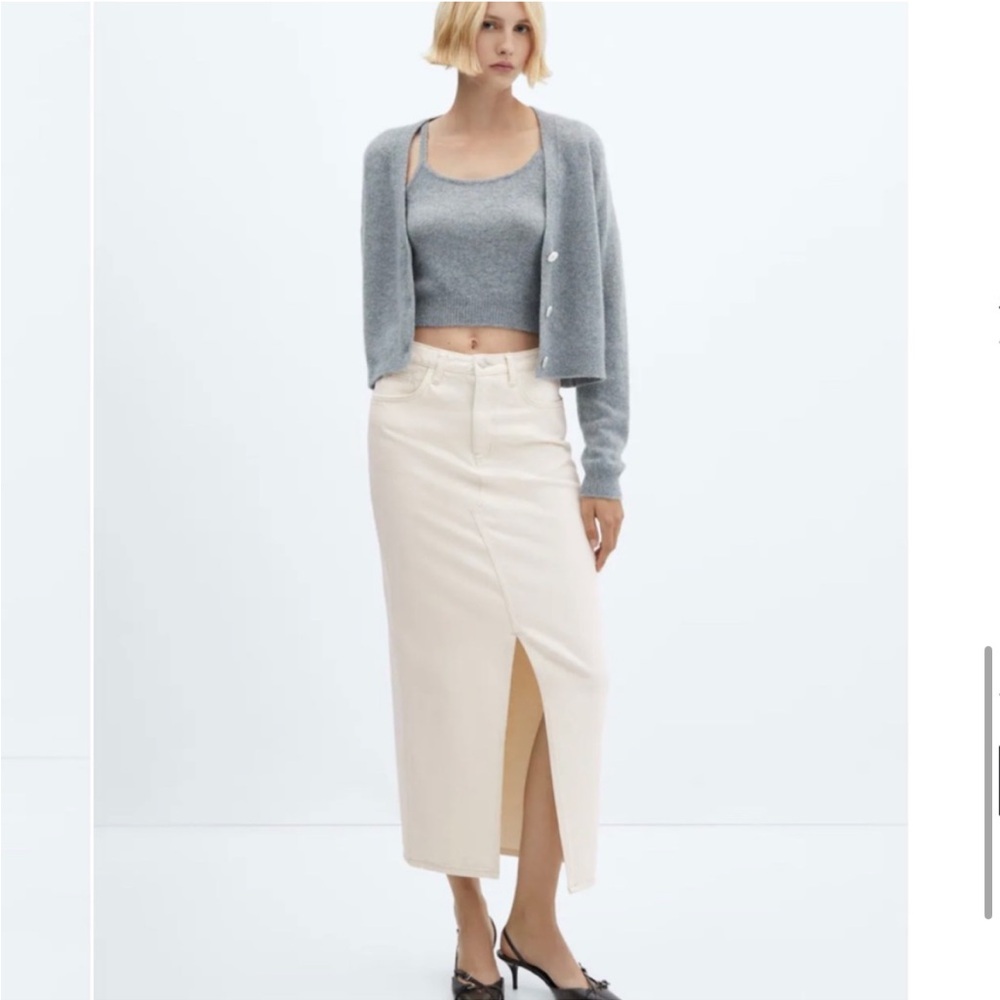 MANGO maxi denim skirt - Cream